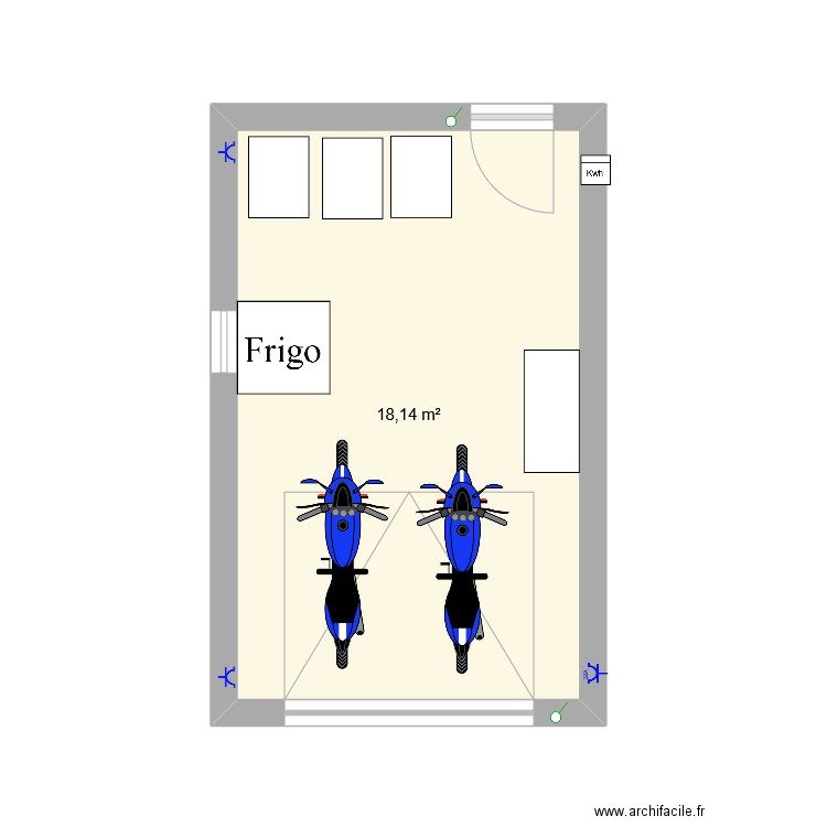 garage. Plan de 1 pièce et 18 m2