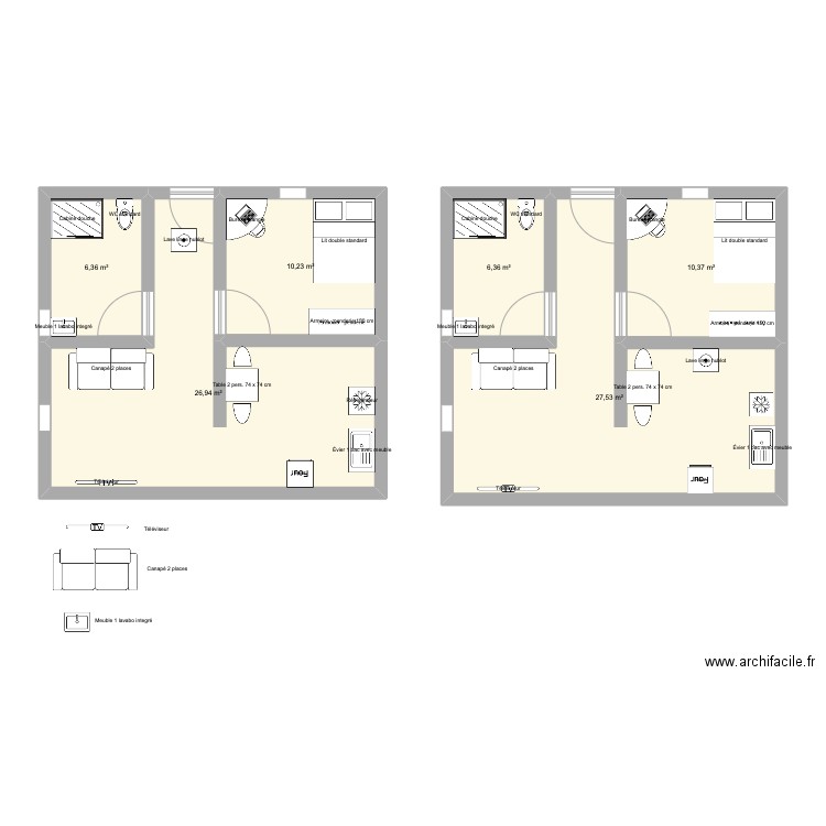 nao. Plan de 6 pièces et 88 m2