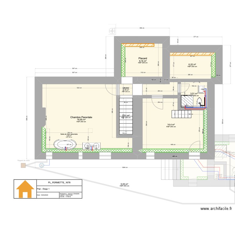 Plan Fermette - Rénovation Globale V3. Plan de 18 pièces et 199 m2