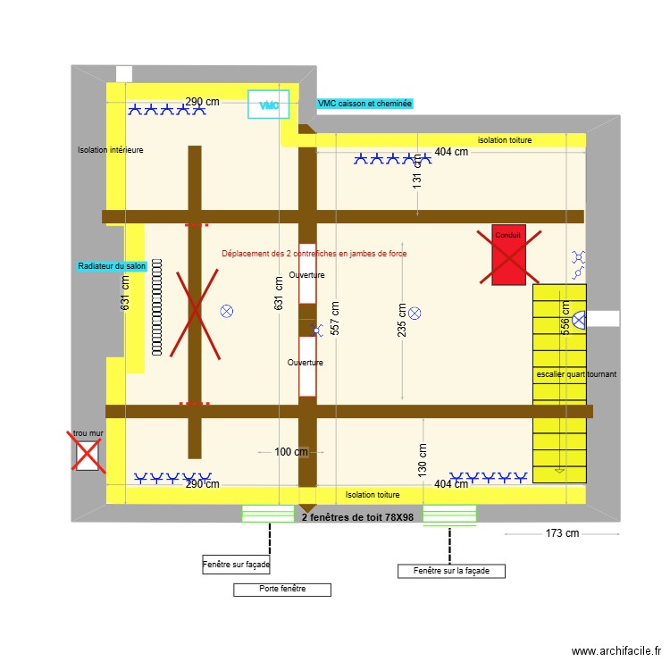 COMBLES J+J. Plan de 2 pièces et 41 m2