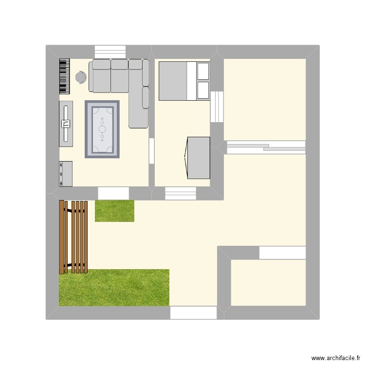 entrer coucher. Plan de 3 pièces et 20 m2