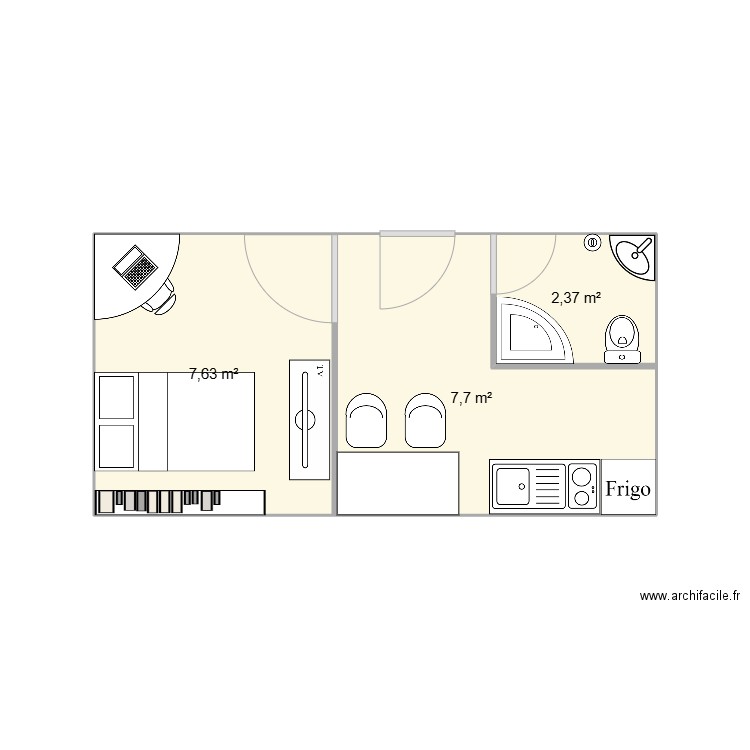 vincent. Plan de 3 pièces et 18 m2