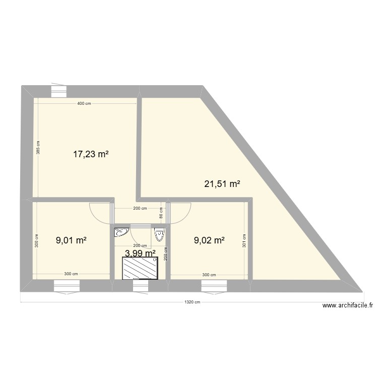 maison location. Plan de 5 pièces et 61 m2