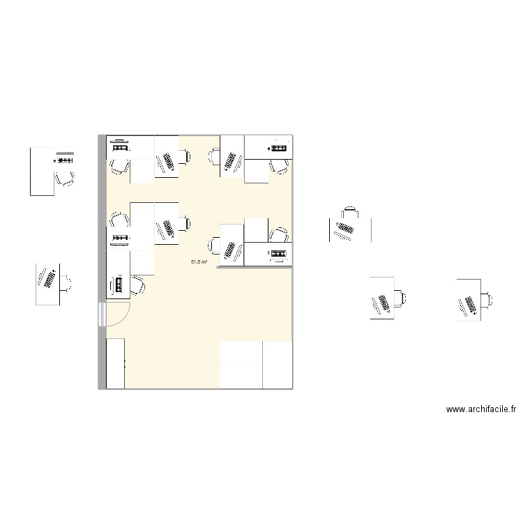 bureau StarTech 2. Plan de 1 pièce et 52 m2