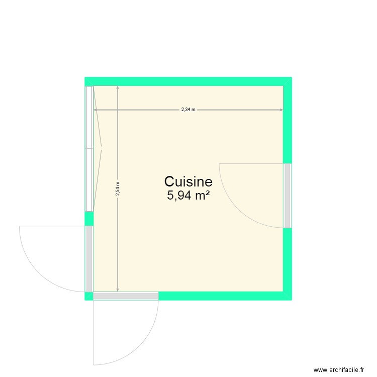 Cuisine Bekorotz Projet. Plan de 1 pièce et 6 m2