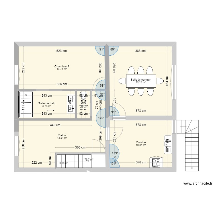 Plan Maison du Mans Etage V2. Plan de 8 pièces et 64 m2