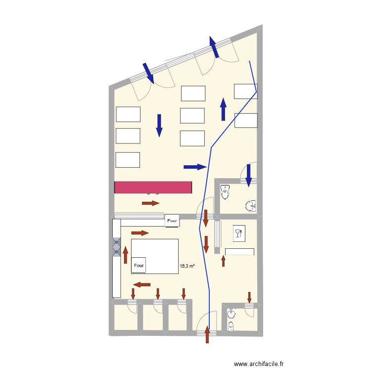 Projet ingénierie Barrreteau Mewen. Plan de 6 pièces et 46 m2