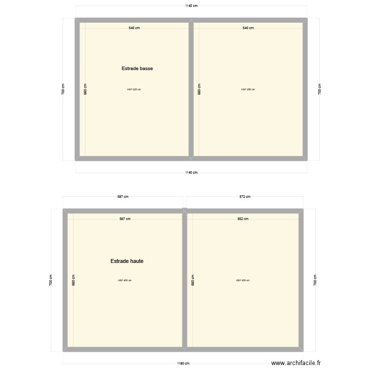 Estrades GCAD. Plan de 4 pièces et 145 m2