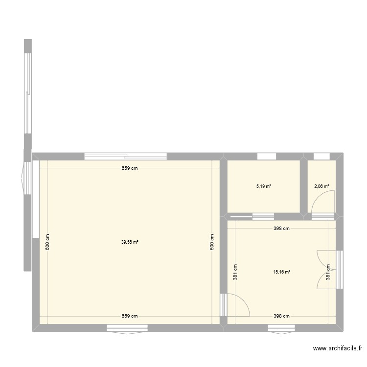 extension. Plan de 4 pièces et 62 m2