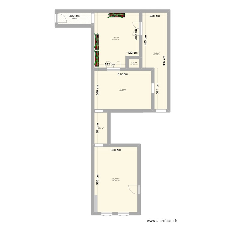 115RPG - Vide. Plan de 8 pièces et 82 m2