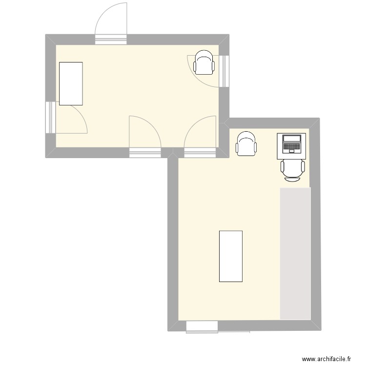 Salle attente. Plan de 2 pièces et 26 m2