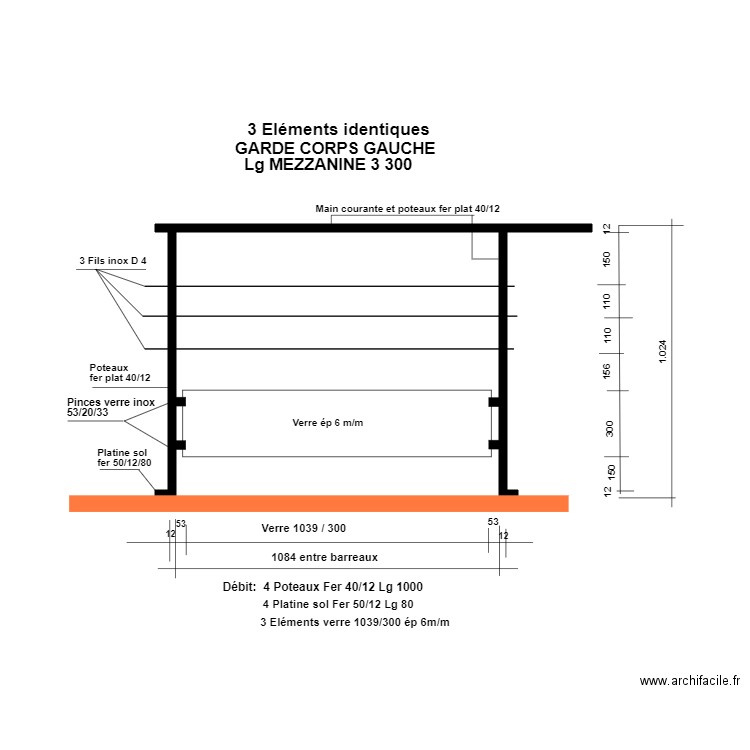 Garde coprs mezzanine Gauche. Plan de 0 pièce et 0 m2