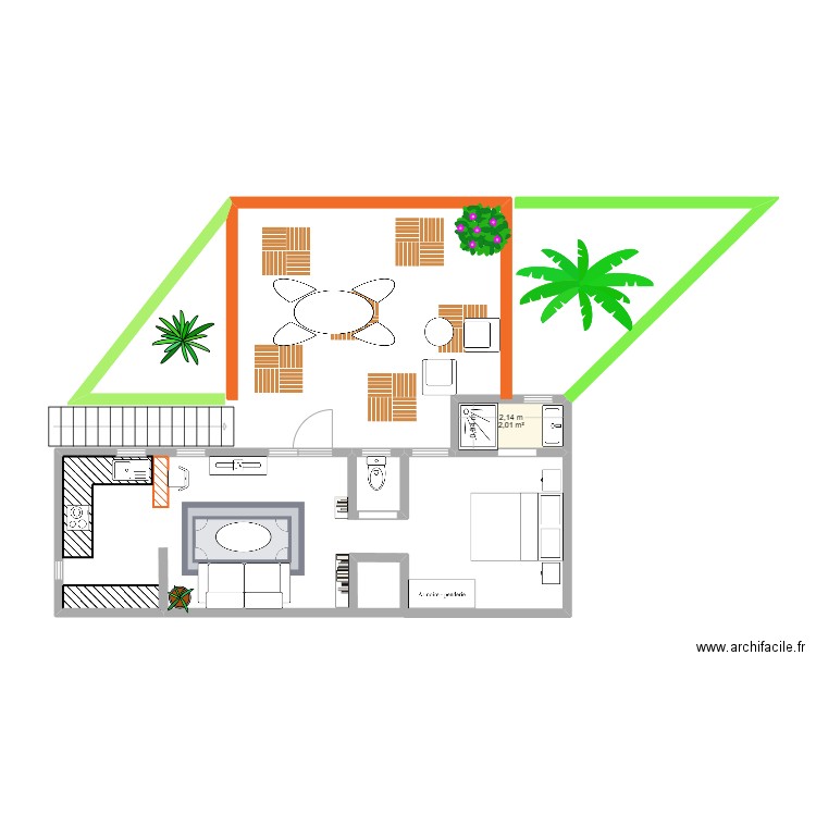 plan1. Plan de 1 pièce et 2 m2