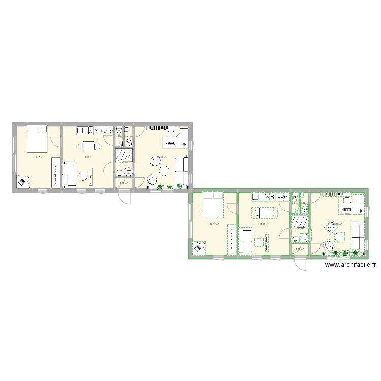 cabinet3. Plan de 7 pièces et 49 m2