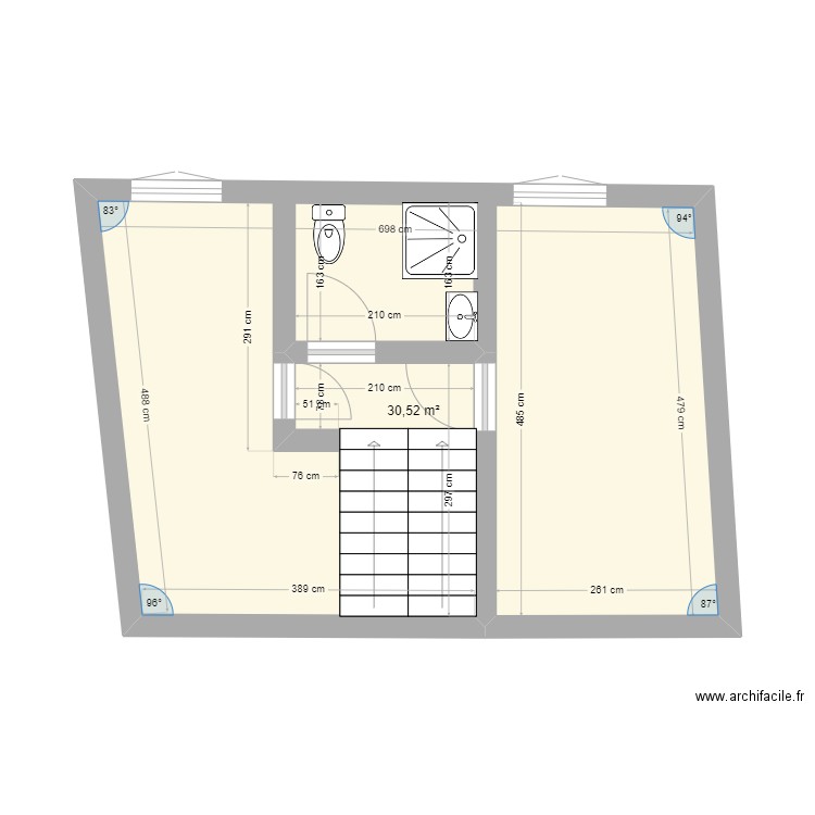 1eta. Plan de 1 pièce et 31 m2