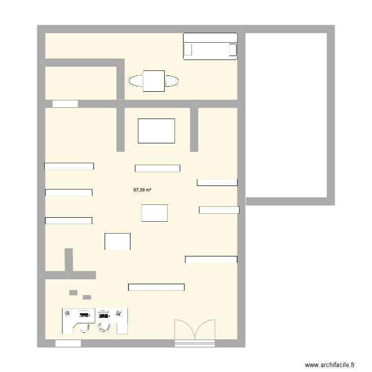 gémo. Plan de 1 pièce et 67 m2