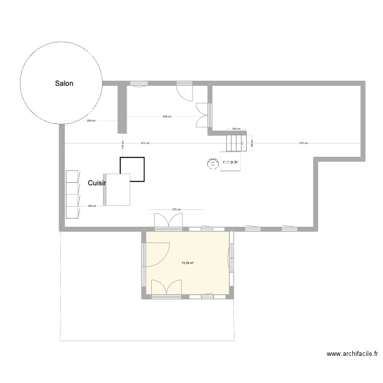 St-Romain plan de base. Plan de 1 pièce et 13 m2