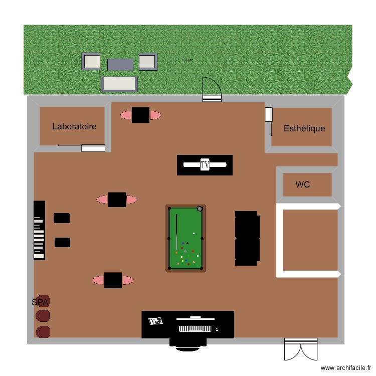 Salon. Plan de 5 pièces et 141 m2