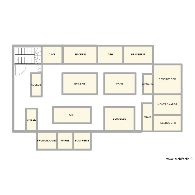 PLAN HALLE GERLAND. Plan de 18 pièces et 43 m2