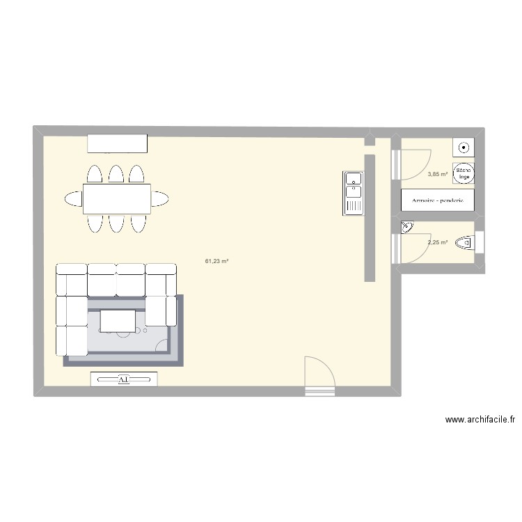 Maison . Plan de 3 pièces et 67 m2