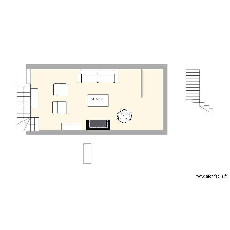 salon guynemer. Plan de 1 pièce et 29 m2