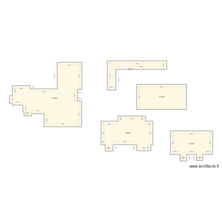 mezzanine. Plan de 5 pièces et 83 m2