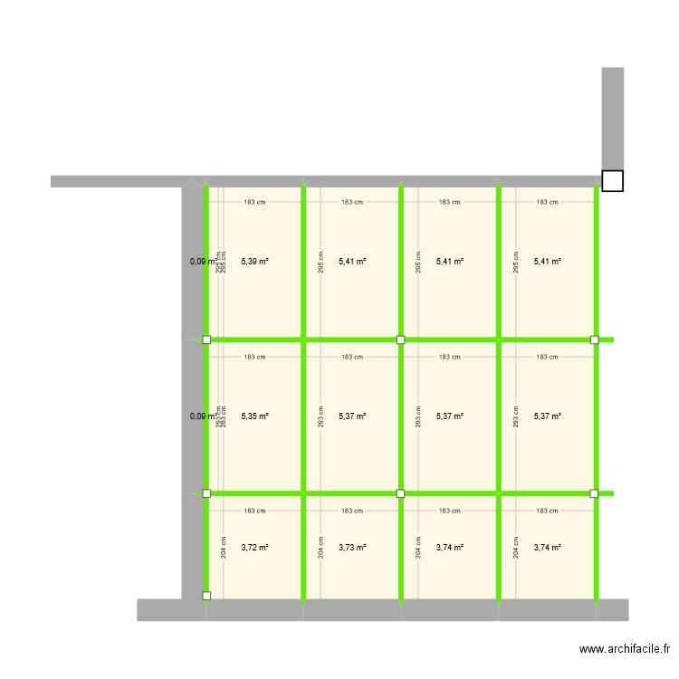 test garage. Plan de 14 pièces et 58 m2