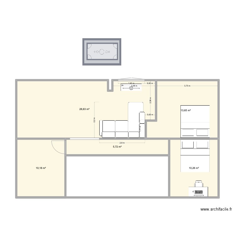 Salon_241202. Plan de 5 pièces et 68 m2