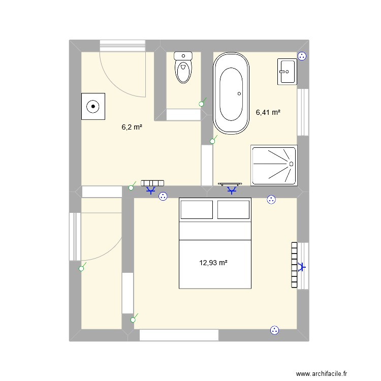 plan_exemple. Plan de 3 pièces et 26 m2