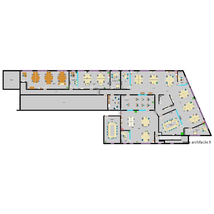 Plan PFS modif. Plan de 19 pièces et 1091 m2