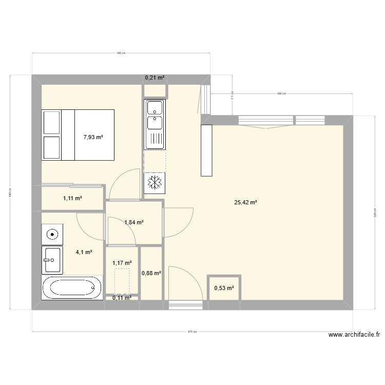 Emmy . Plan de 10 pièces et 43 m2