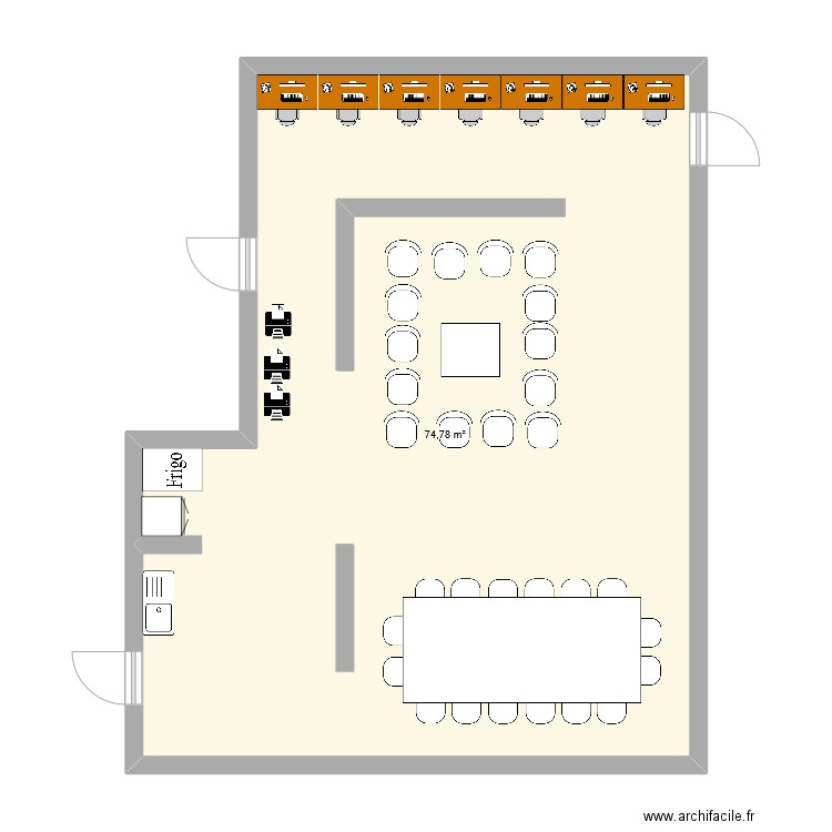 salle des profs. Plan de 1 pièce et 75 m2