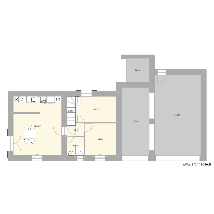 Plan 2. Plan de 6 pièces et 52 m2