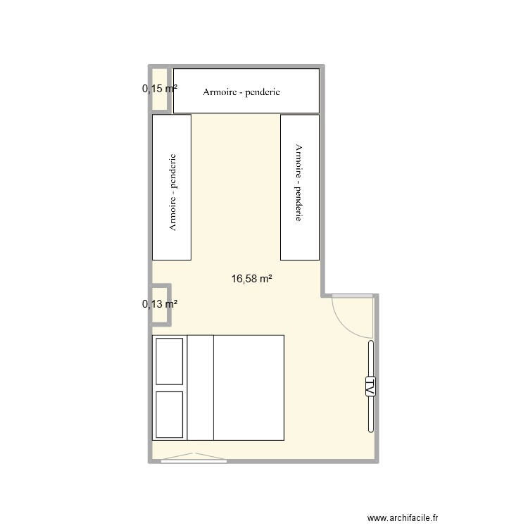 dressing Cordoue. Plan de 3 pièces et 17 m2