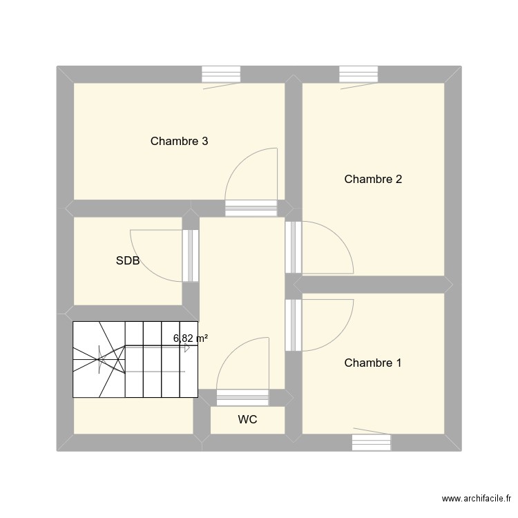 DOM 14/11 N+1. Plan de 6 pièces et 27 m2