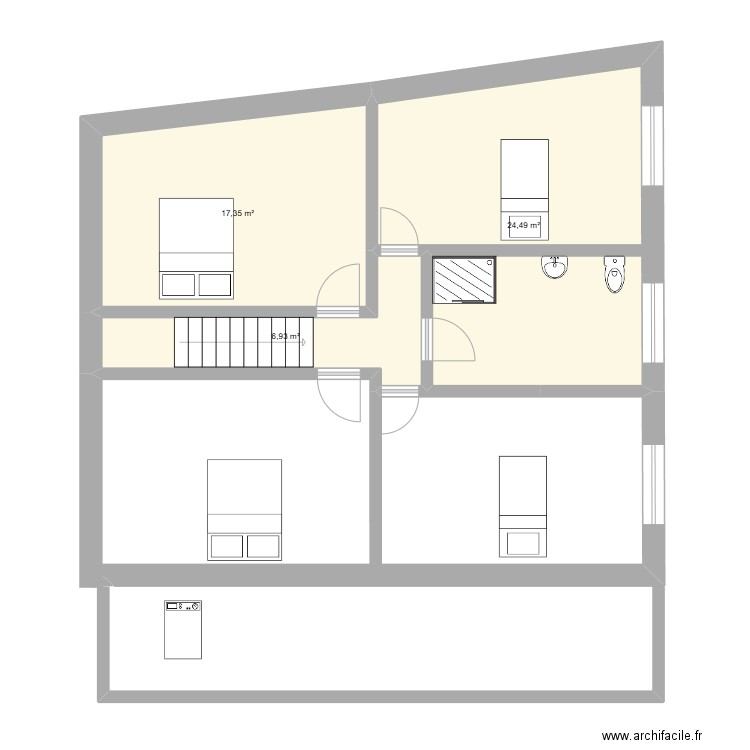 jeanne2. Plan de 3 pièces et 49 m2