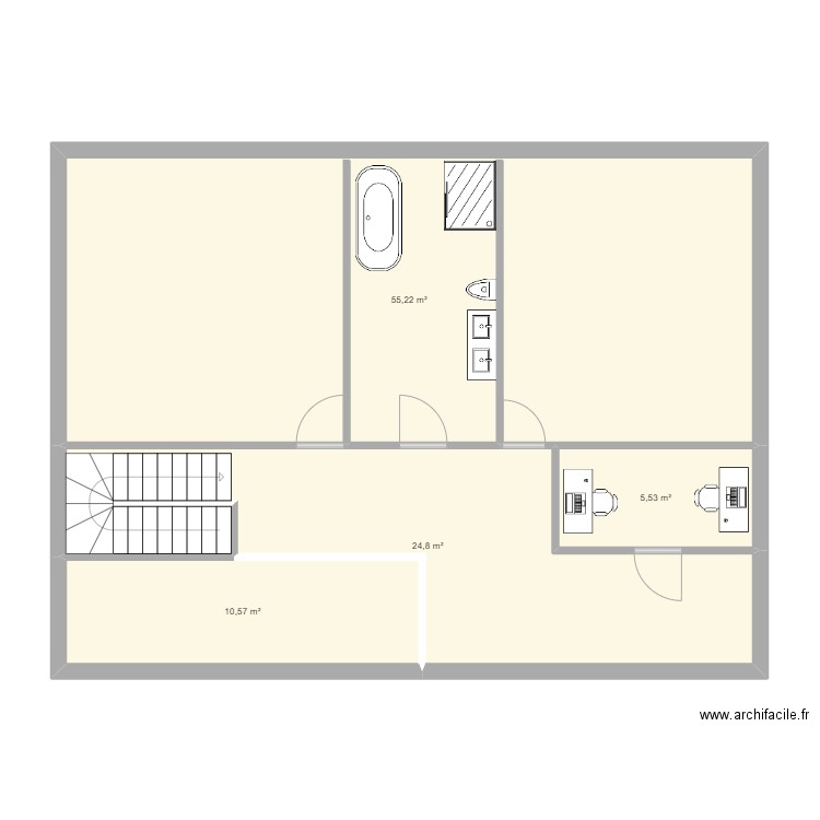 etage 2. Plan de 4 pièces et 96 m2