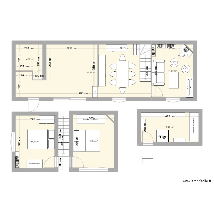 sextant 2. Plan de 6 pièces et 83 m2