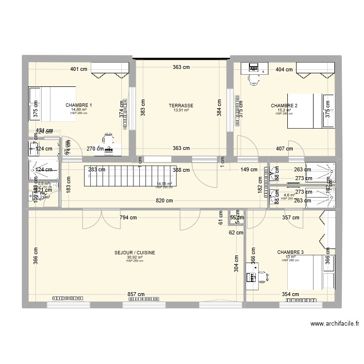 MUSSET ETAGE. Plan de 17 pièces et 317 m2