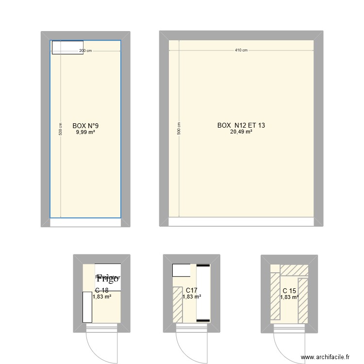 CAVES  17 18 ET 9. Plan de 5 pièces et 36 m2