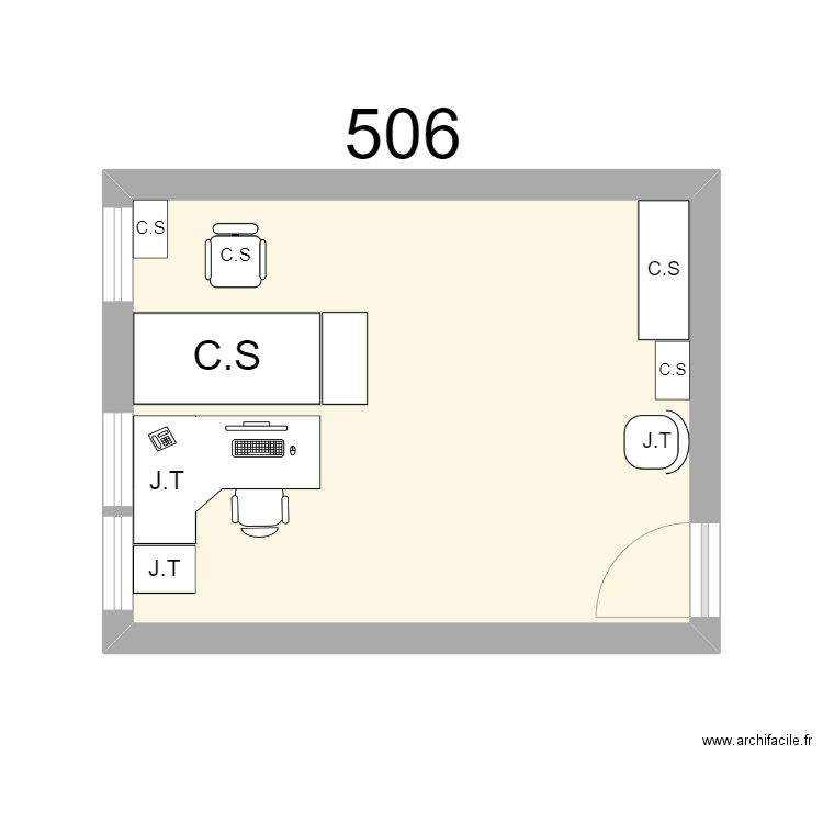 Bureau R 506 - C.SOINOURY - J.THOMAS. Plan de 1 pièce et 17 m2