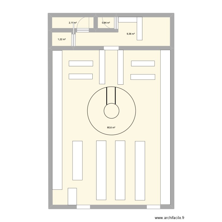 Plan pharmacie design. Plan de 5 pièces et 94 m2