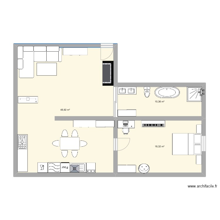 maison1. Plan de 3 pièces et 78 m2