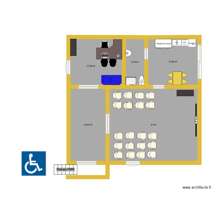 GOLDEN - DRIVING. Plan de 5 pièces et 70 m2