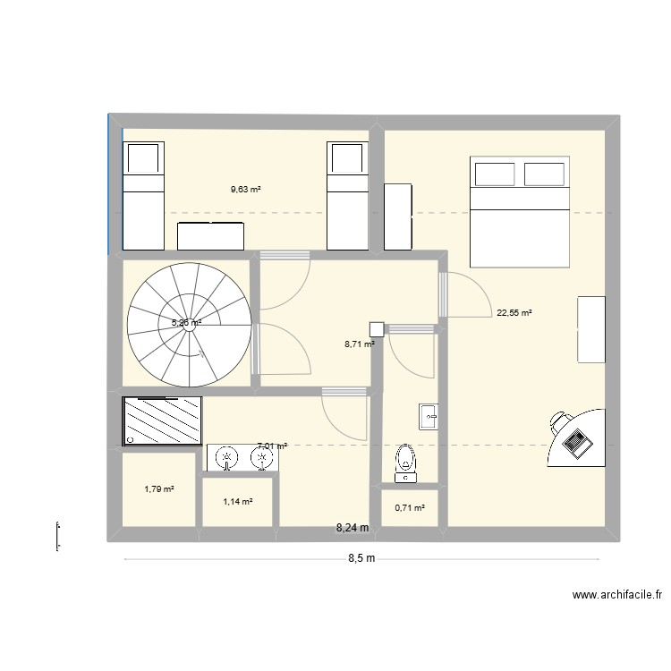 2nd etage talonnerie 2025. Plan de 8 pièces et 57 m2