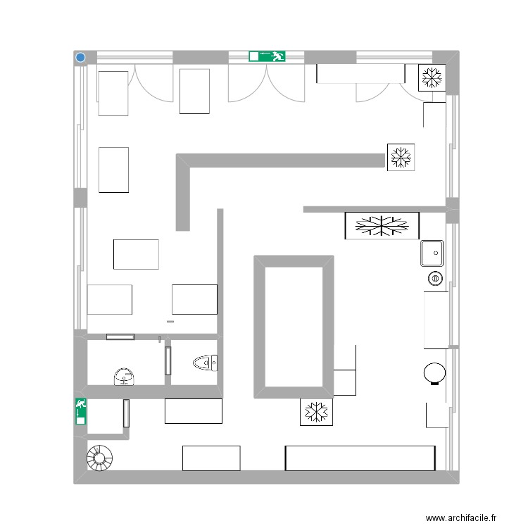 praline. Plan de 3 pièces et 57 m2