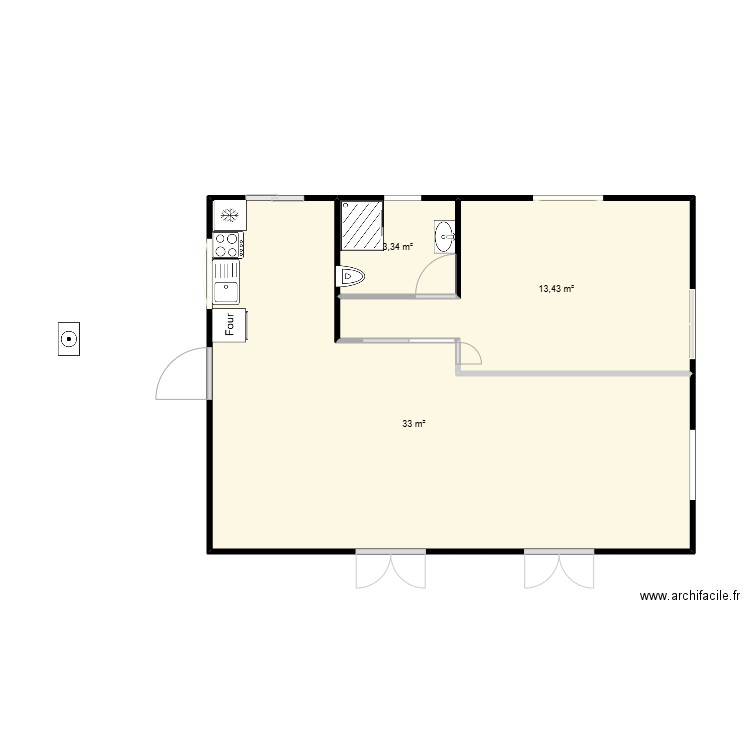 toulon. Plan de 3 pièces et 50 m2