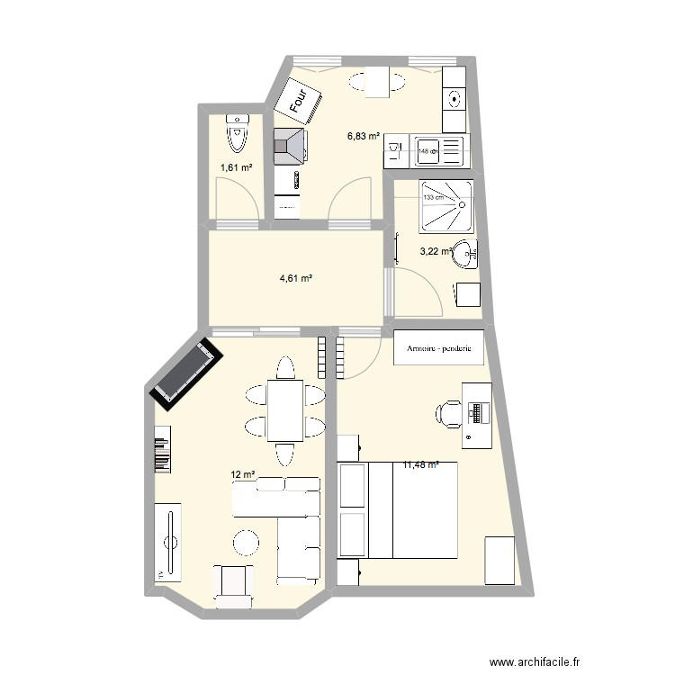 MIGUEL 4. Plan de 6 pièces et 40 m2