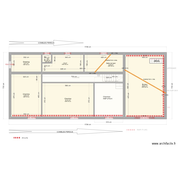 PINEAU LAURIANE. Plan de 14 pièces et 285 m2