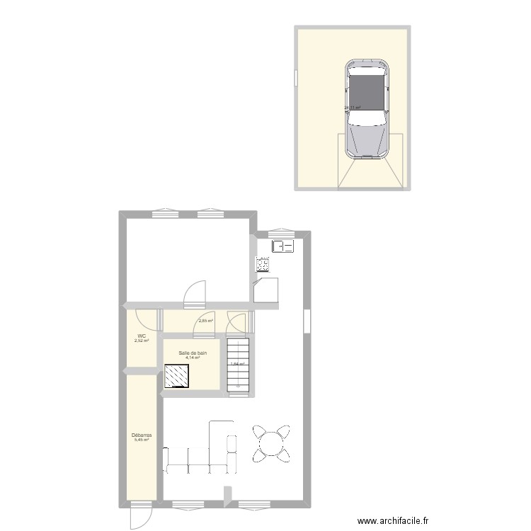 REZ CHAUSSEE VERSION 1. Plan de 6 pièces et 41 m2